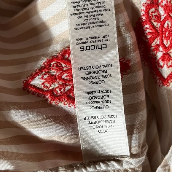 Chicos Long Sleeve Button Up Shirt Womens L Embroidered Striped 90s Streetwear - Picture 5 of 8